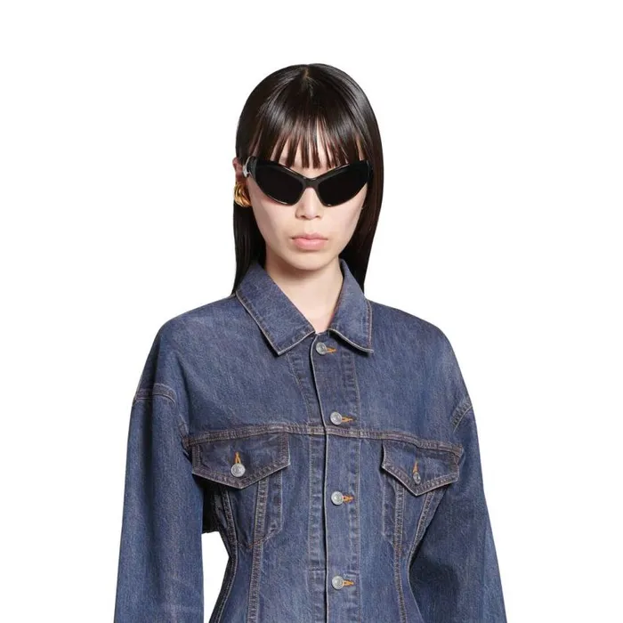 Hourglass Jacket In Dark Blue Women Balenciaga Coats and Jackets
