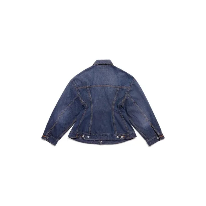 Hourglass Jacket In Dark Blue Women Balenciaga Coats and Jackets