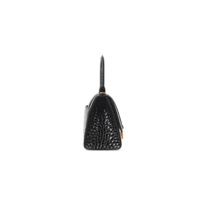 Hourglass Small Handbag Crocodile Embossed In Black Women Balenciaga Handbags