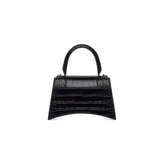 Hourglass Small Handbag Crocodile Embossed In Black Women Balenciaga Handbags