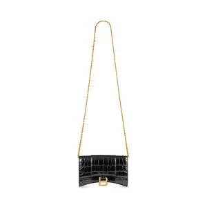 Hourglass Small Handbag Crocodile Embossed In Black Women Balenciaga Handbags