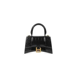 Hourglass Small Handbag Crocodile Embossed In Black Women Balenciaga Handbags