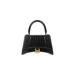 Hourglass Small Handbag Crocodile Embossed In Black Women Balenciaga Handbags