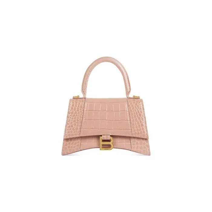 Hourglass Small Handbag Crocodile Embossed In Nude Women Balenciaga Handbags