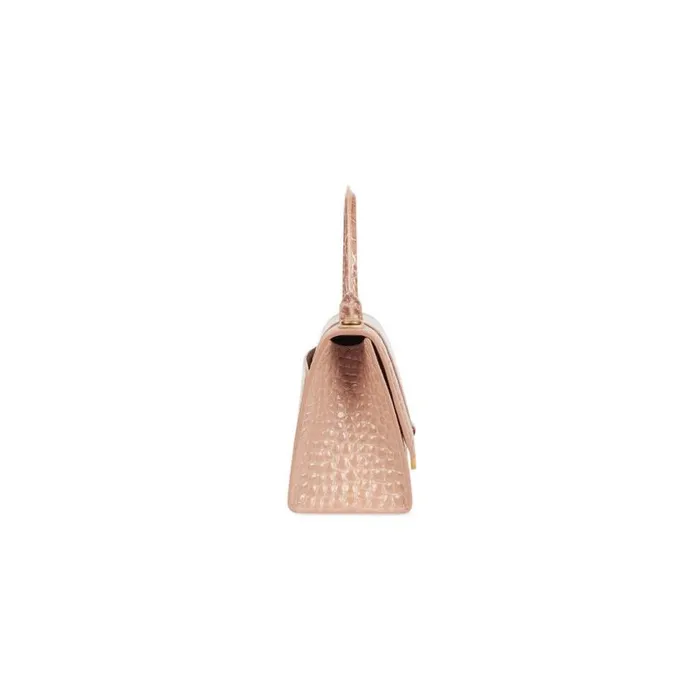 Hourglass Small Handbag Crocodile Embossed In Nude Women Balenciaga Handbags
