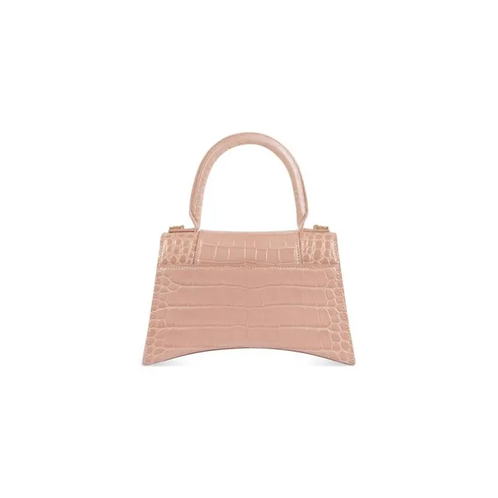 Hourglass Small Handbag Crocodile Embossed In Nude Women Balenciaga Handbags