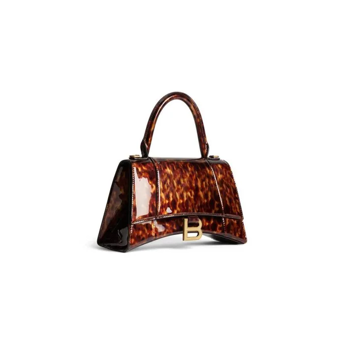 Hourglass Small Handbag Tortoise Shell Print In Brown Women Balenciaga Handbags