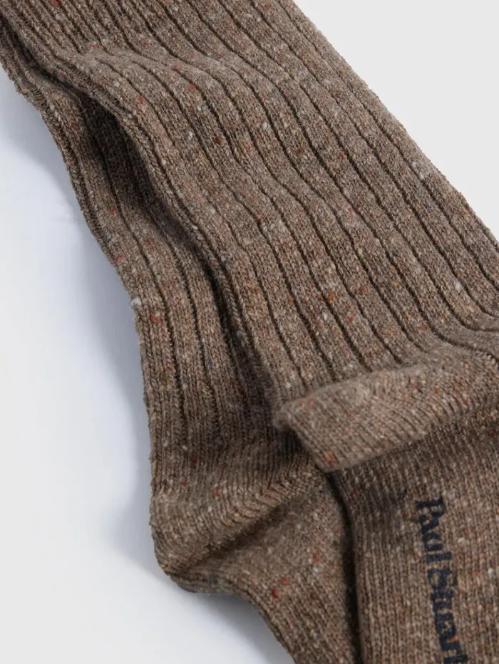 Irish Donegal Boot Sock Camel Men Paul Stuart Socks