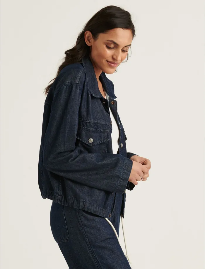 Jackets and Outerwear Lucky Brand Women Relaxed Denim Jacket Silk Mist