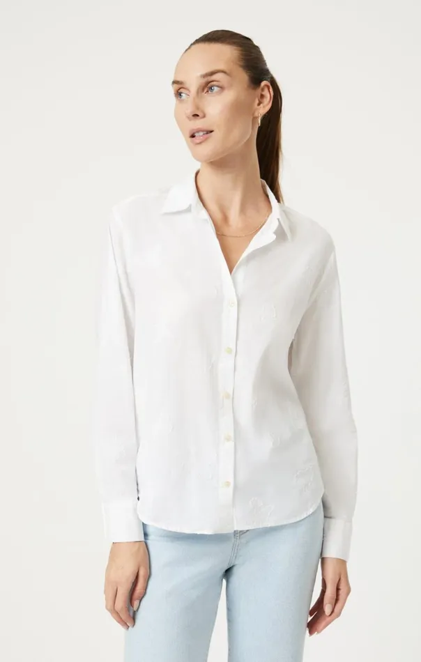 Jacquard ButtonUp Shirt In Antique White Women Mavi Jeans Shirts