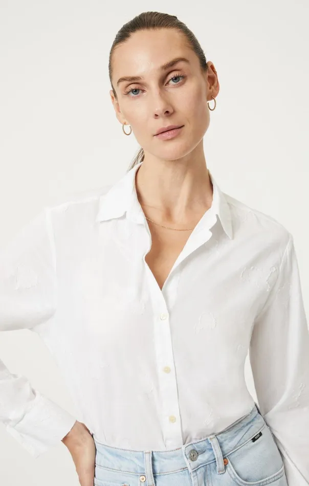 Jacquard ButtonUp Shirt In Antique White Women Mavi Jeans Shirts Jacquard ButtonUp Shirt In Antique White Women Mavi Jeans Shirts