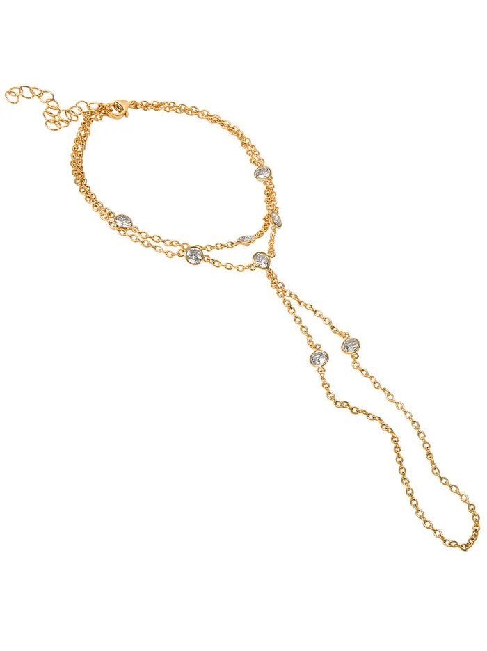 Jessica Simpson Bracelets Accessories Demi Fine Hand Chain In Jeweled Gold