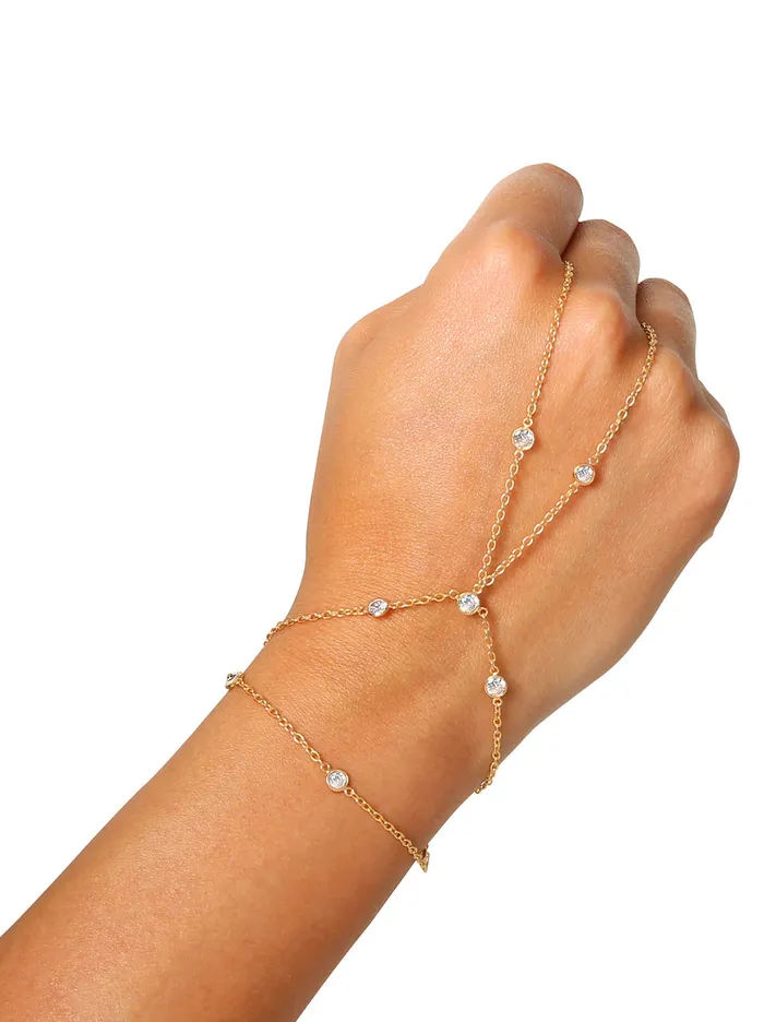 Jessica Simpson Bracelets Accessories Demi Fine Hand Chain In Jeweled Gold