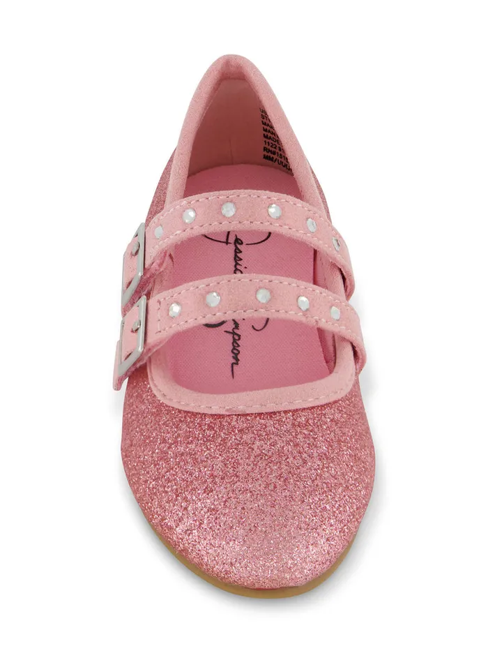 Jessica Simpson Kids Women Toddler Amy Double Strap Ballet Flat In Pink