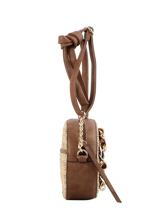 Jessica Simpson Satchel Accessories Maison Circle Crossbody In Straw Natural