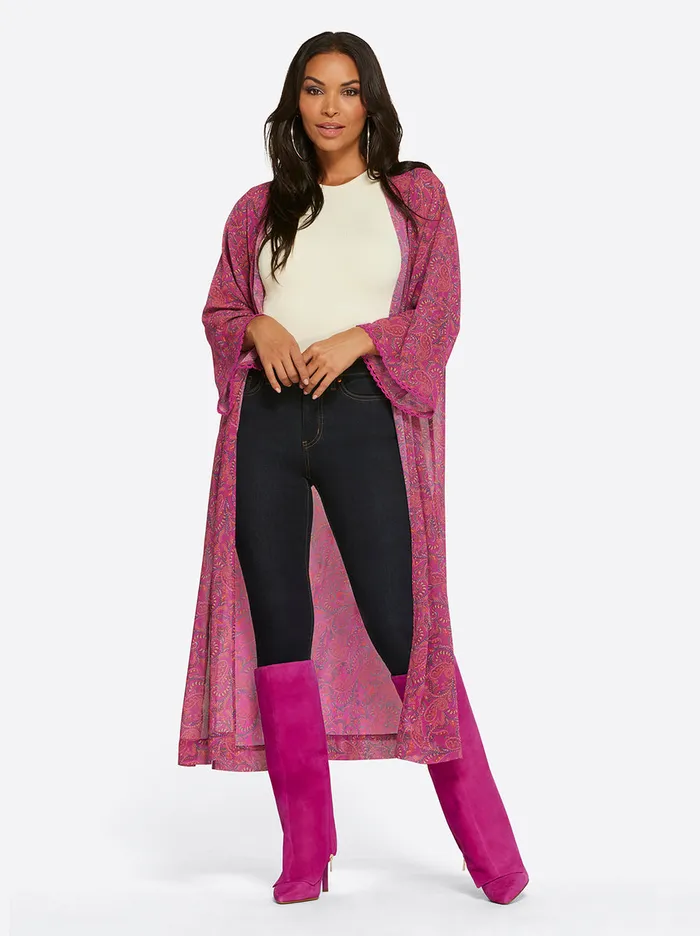 Jessica Simpson Tops Women Blakely Duster In Solitary Paisley Mini