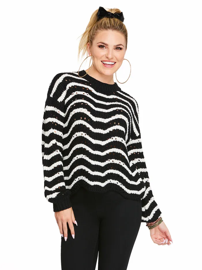 Jessica Simpson Tops Women Fayette Sweater In Black Stripe