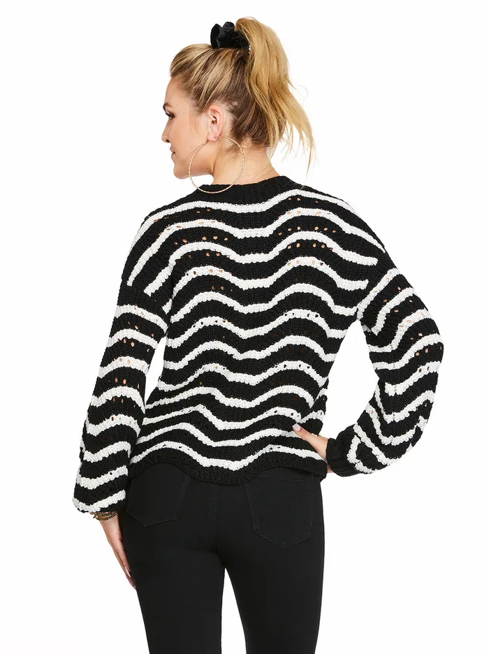 Jessica Simpson Tops Women Fayette Sweater In Black Stripe