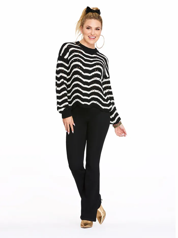 Jessica Simpson Tops Women Fayette Sweater In Black Stripe
