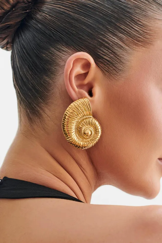 Jewellery Women Meshki Siren Shell Earrings 8211 Gold