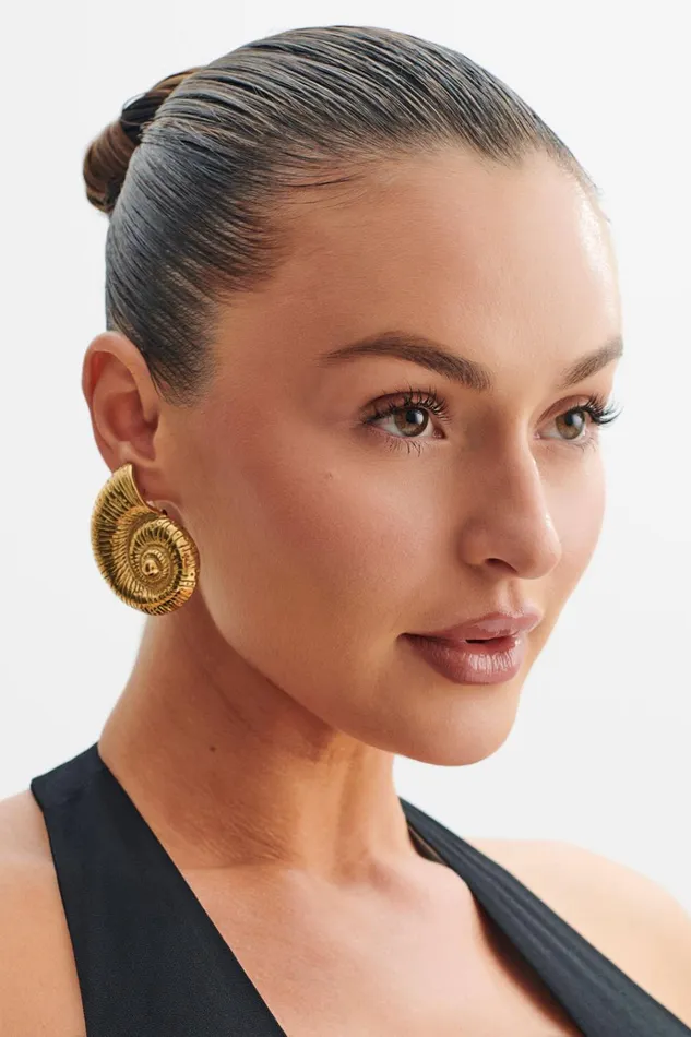 Jewellery Women Meshki Siren Shell Earrings 8211 Gold