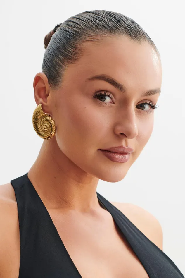 Jewellery Women Meshki Siren Shell Earrings 8211 Gold