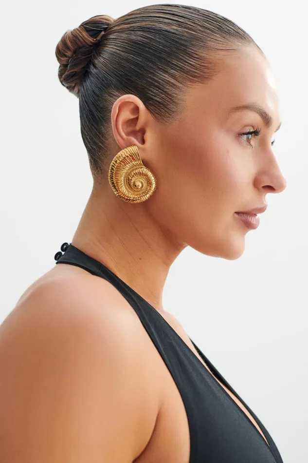 Jewellery Women Meshki Siren Shell Earrings 8211 Gold