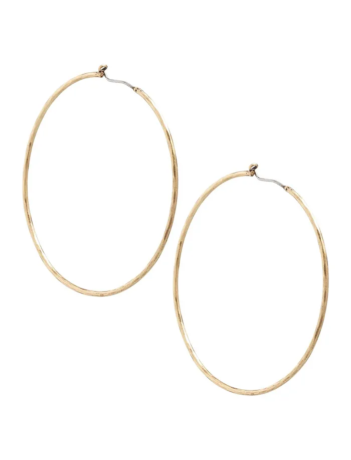 Jewelry Women Lucky Brand Big Hammered Hoop Earrings Gold