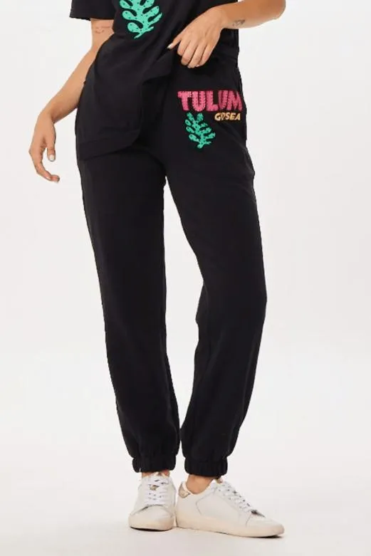 Joggers Women Vintage Havana Black Tulum Jet Setter Surf Wash Jogger Black