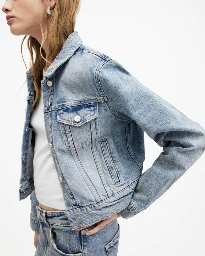 Juno Denim Trucker Jacket Vintage Indigo Women AllSaints Jackets and Coats
