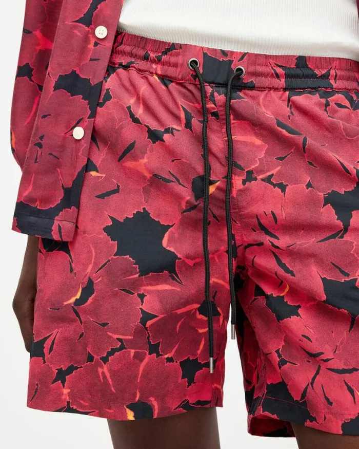 Kaza Elasticated Waist Floral Swimshorts Jet Blkred Men AllSaints Swimwear and Beachwear Kaza Elasticated Waist Floral Swimshorts Jet Blkred Men AllSaints Swimwear and Beachwear