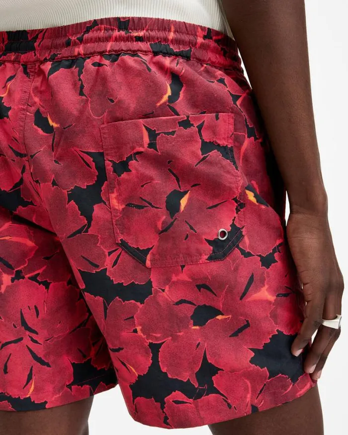 Kaza Elasticated Waist Floral Swimshorts Jet Blkred Men AllSaints Swimwear and Beachwear Kaza Elasticated Waist Floral Swimshorts Jet Blkred Men AllSaints Swimwear and Beachwear