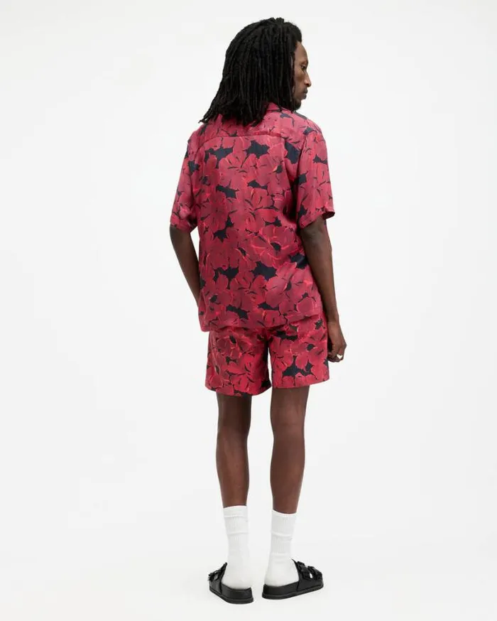 Kaza Elasticated Waist Floral Swimshorts Jet Blkred Men AllSaints Swimwear and Beachwear Kaza Elasticated Waist Floral Swimshorts Jet Blkred Men AllSaints Swimwear and Beachwear