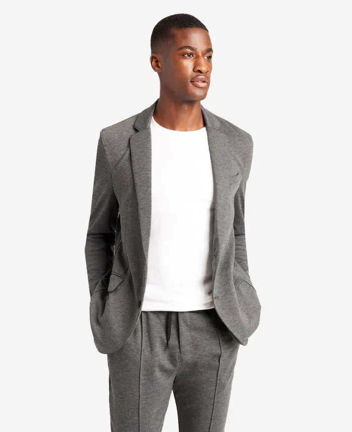 Kenneth Cole Knit Tailored Jacket Black Heather Men Suits and Suit Separates Kenneth Cole Knit Tailored Jacket Black Heather Men Suits and Suit Separates