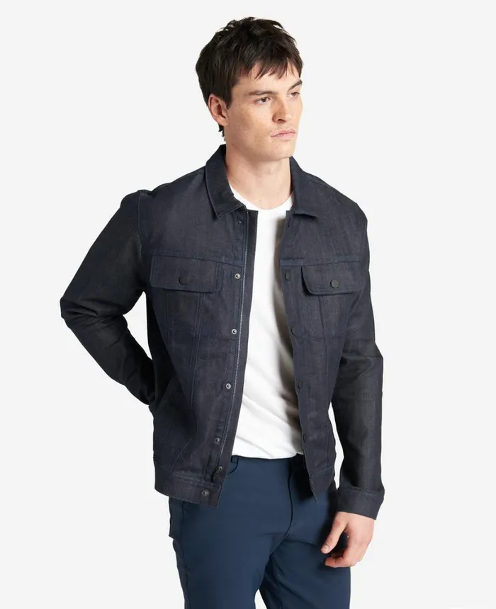 Kenneth Cole Rinsed Denim Trucker Jacket Navy Men Denim