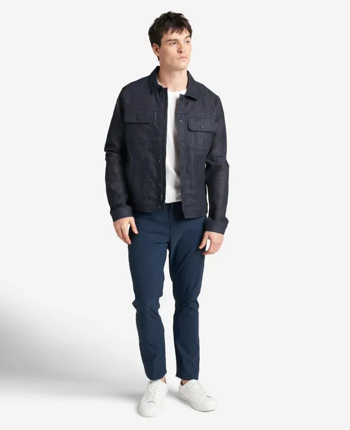 Kenneth Cole Rinsed Denim Trucker Jacket Navy Men Denim Kenneth Cole Rinsed Denim Trucker Jacket Navy Men Denim