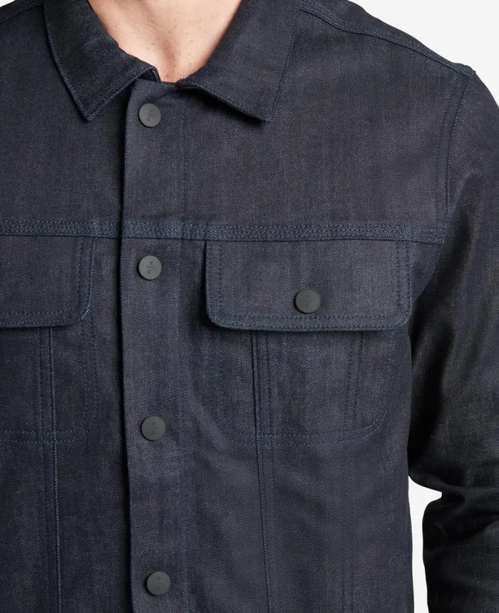 Kenneth Cole Rinsed Denim Trucker Jacket Navy Men Denim Kenneth Cole Rinsed Denim Trucker Jacket Navy Men Denim
