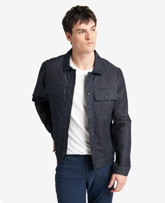 Kenneth Cole Rinsed Denim Trucker Jacket Navy Men Denim Kenneth Cole Rinsed Denim Trucker Jacket Navy Men Denim