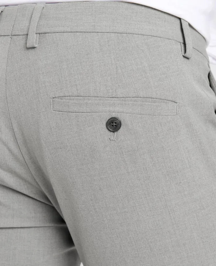Kenneth Cole Stretch Solid SkinnyFit Flex Waistband Dress Pant Grey Men Dress Pants