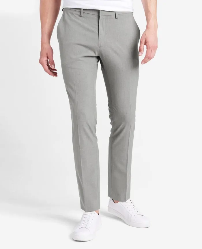 Kenneth Cole Stretch Solid SkinnyFit Flex Waistband Dress Pant Grey Men Dress Pants