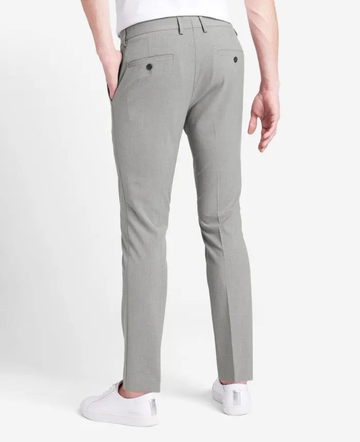 Kenneth Cole Stretch Solid SkinnyFit Flex Waistband Dress Pant Grey Men Dress Pants