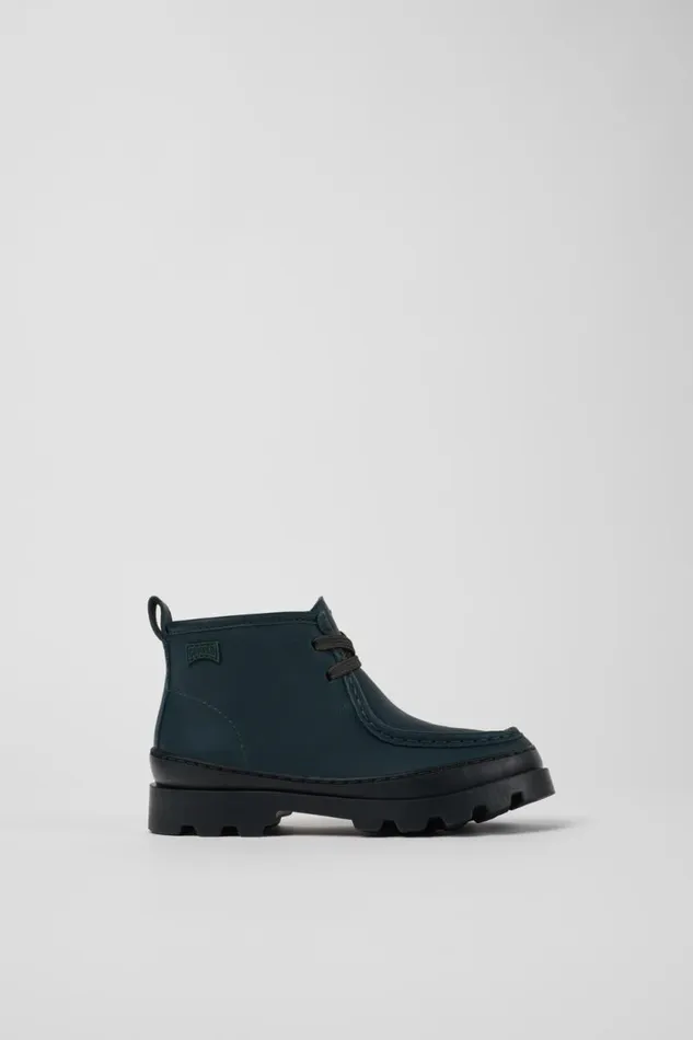 Kids Camper Boots Brutus Green Leather Ankle Boots For Kids