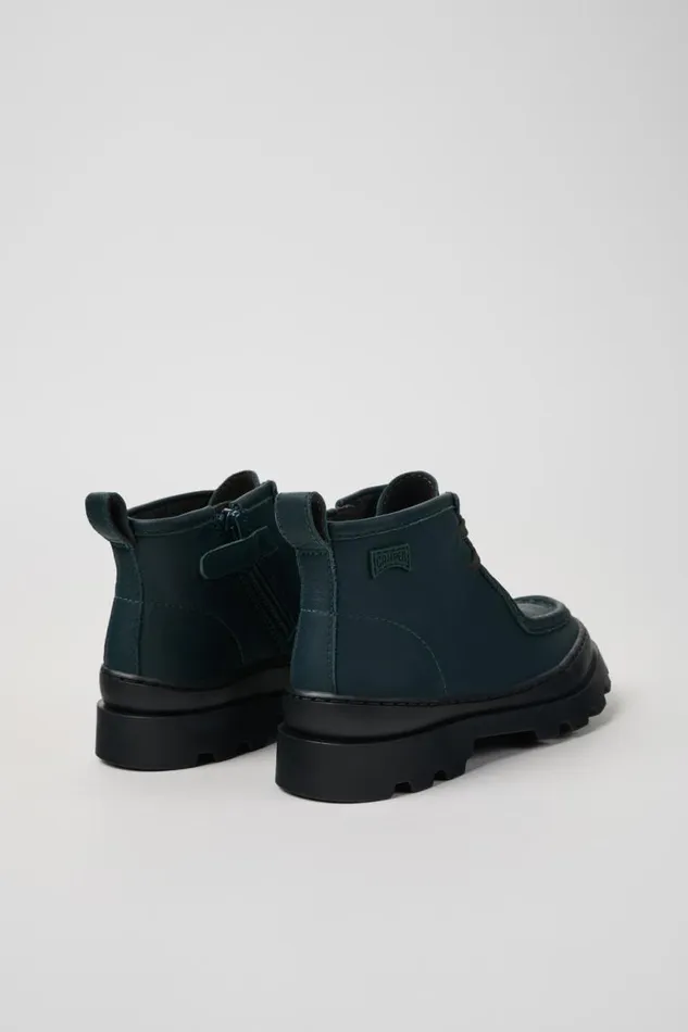 Kids Camper Boots Brutus Green Leather Ankle Boots For Kids