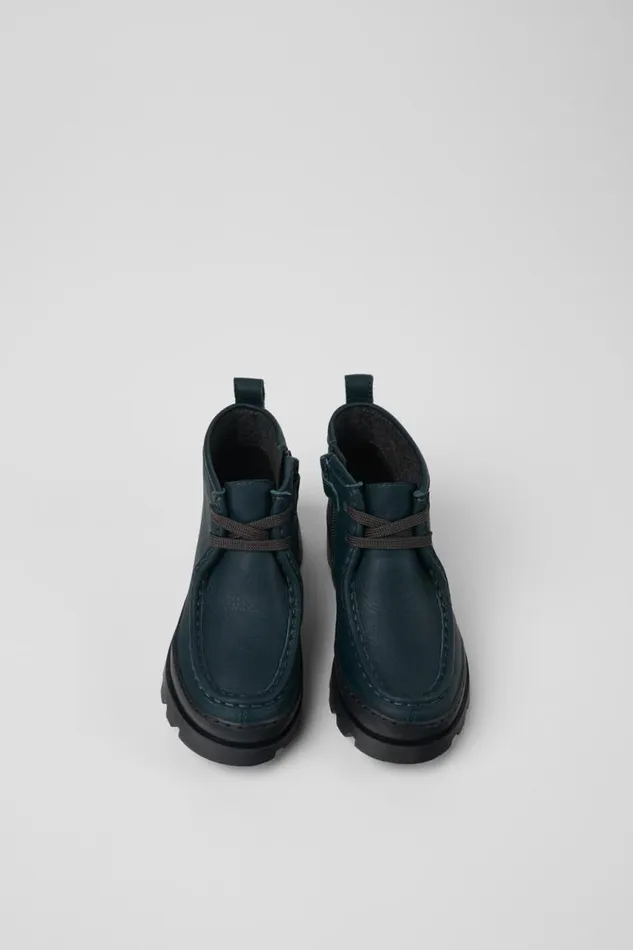 Kids Camper Boots Brutus Green Leather Ankle Boots For Kids