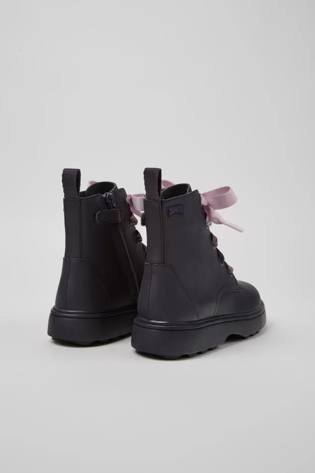 Kids Camper Boots Norte Purple Leather Ankle Boots For Kids