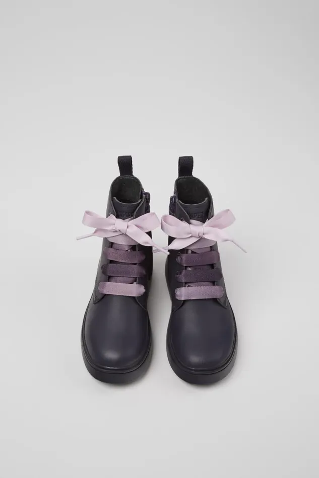 Kids Camper Boots Norte Purple Leather Ankle Boots For Kids