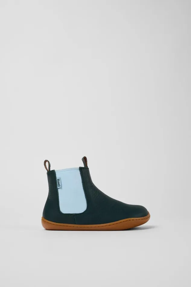 Kids Camper Boots Peu Green Leather Ankle Boots For Kids