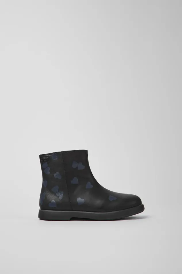 Kids Camper Boots Twins Black Leather Ankle Boots For Kids