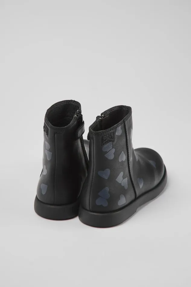 Kids Camper Boots Twins Black Leather Ankle Boots For Kids
