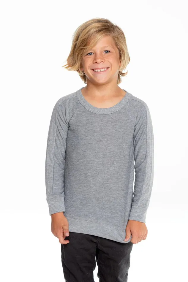 Kids Chaser Brand Boys Boys Cozy Knit Long Sleeve Rib Panel Raglan Pullover